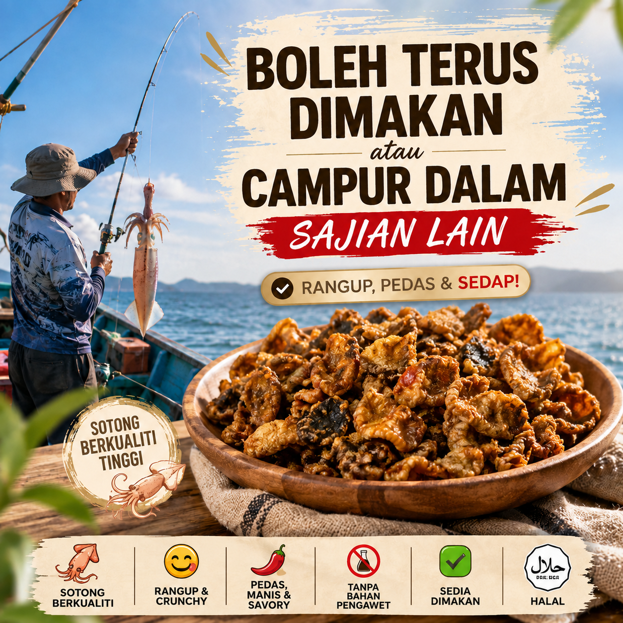 Sotong rangup baru digoreng