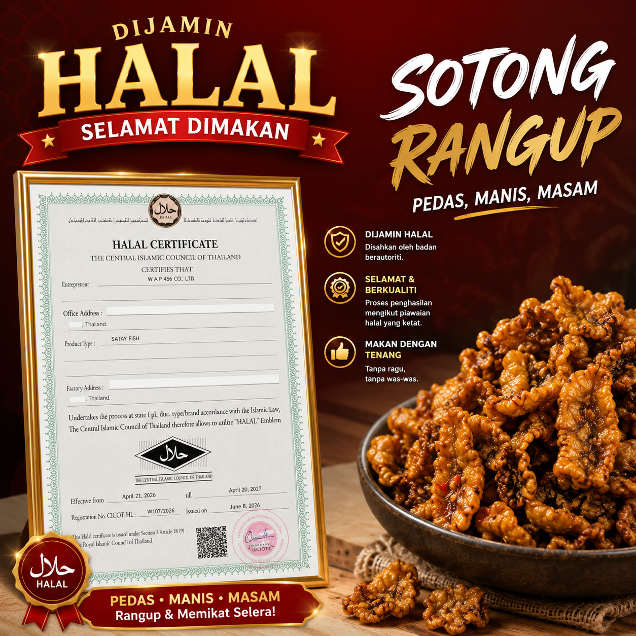 Sotong 3 Rasa Viral halal dan dipercayai